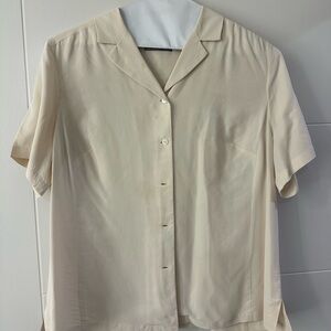 100% silk Kate Hill women’s tan button down